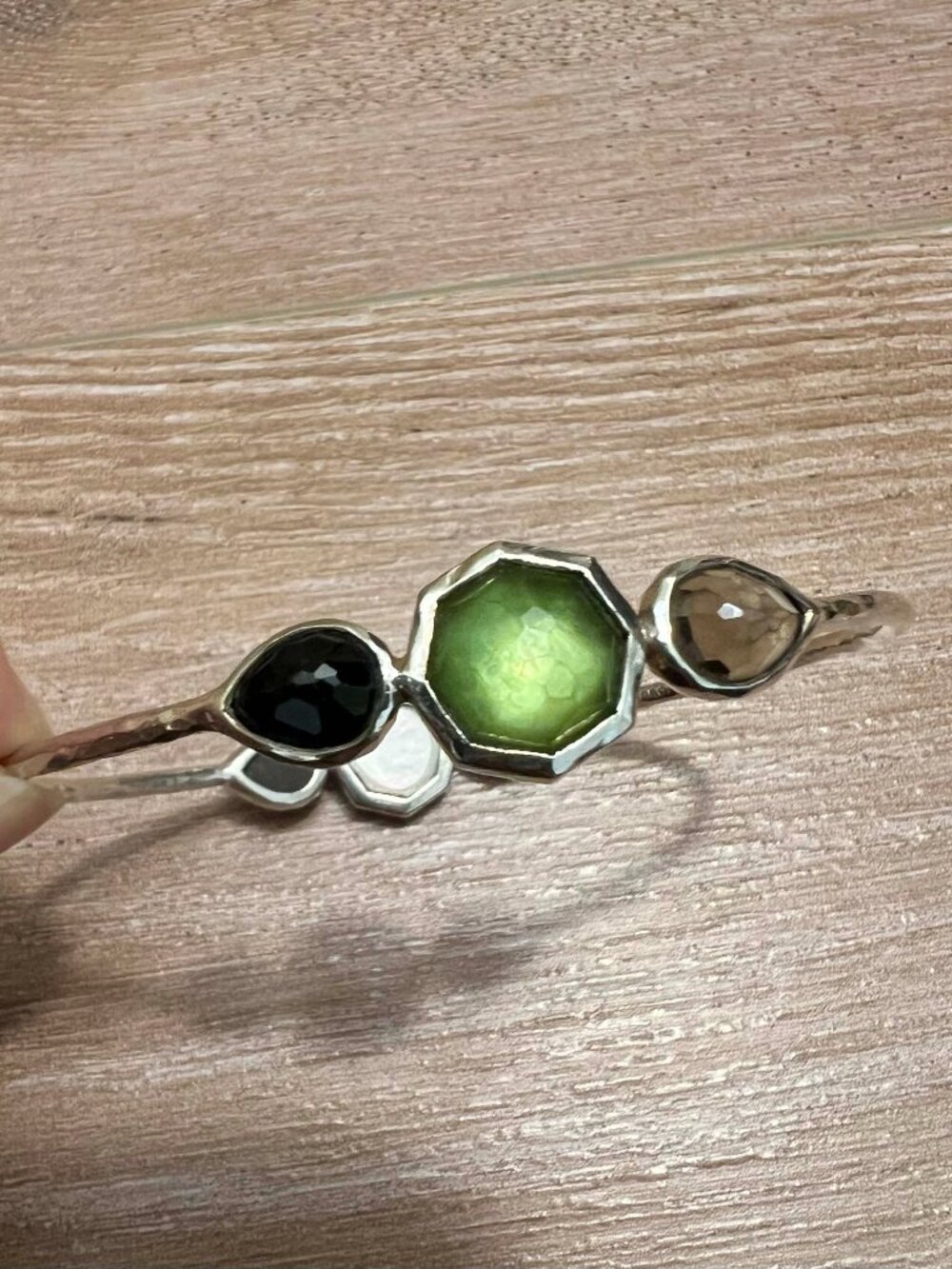 $695 Ippolita Wonderland Rock Candy Green Quartz Silver Bangle Bracelet 7.5" - Picture 4 of 4